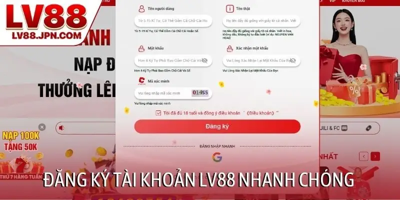 Đăng ký tài khoản LV88 nhanh chóng