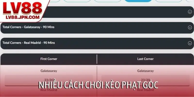 Nhiều cách chơi kèo phạt góc