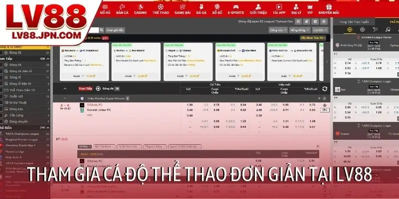 Tham gia cá độ thể thao đơn giản tại LV88