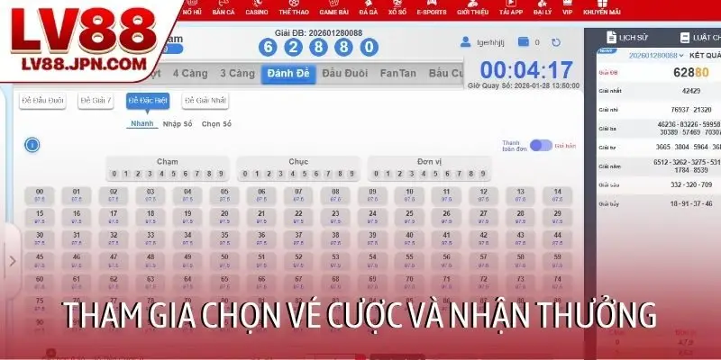 Tham gia chọn vé cược và nhận thưởng