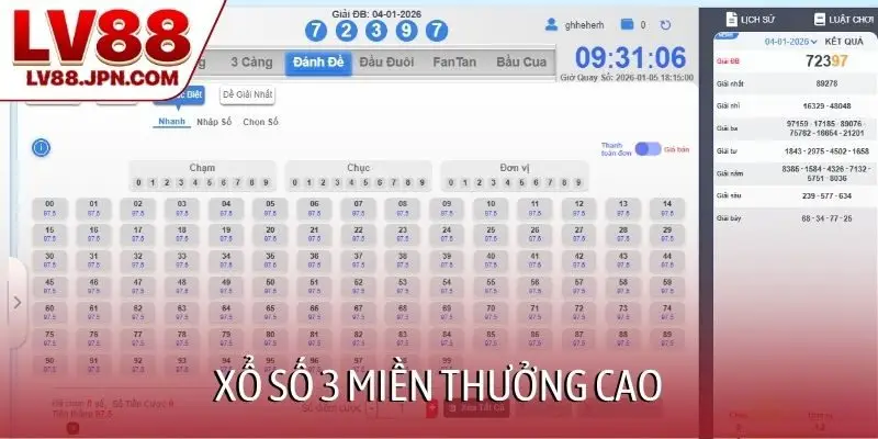 Xổ số 3 miền thưởng cao